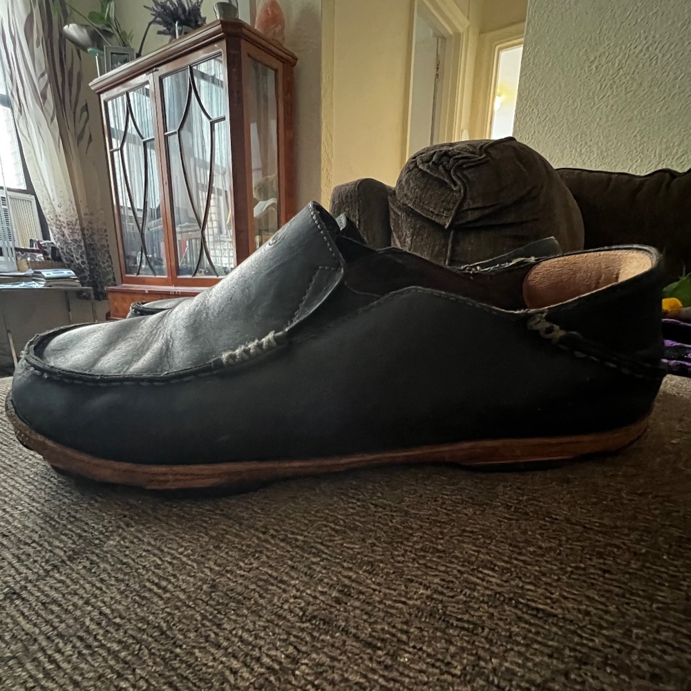 OluKai leather loafers, black, size 11.5